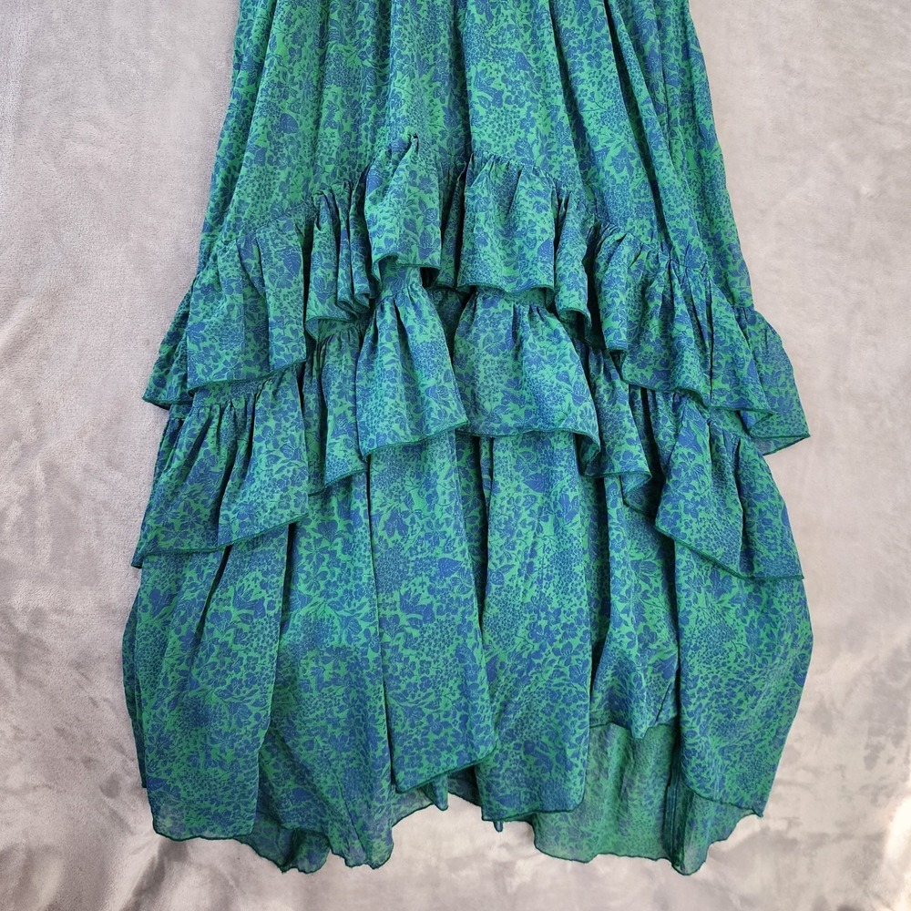 by Anthroplogie Dress Womens Size Medium Smocked Ruffle Tiered Maxi Pockets Blue - Picture 4 of 10